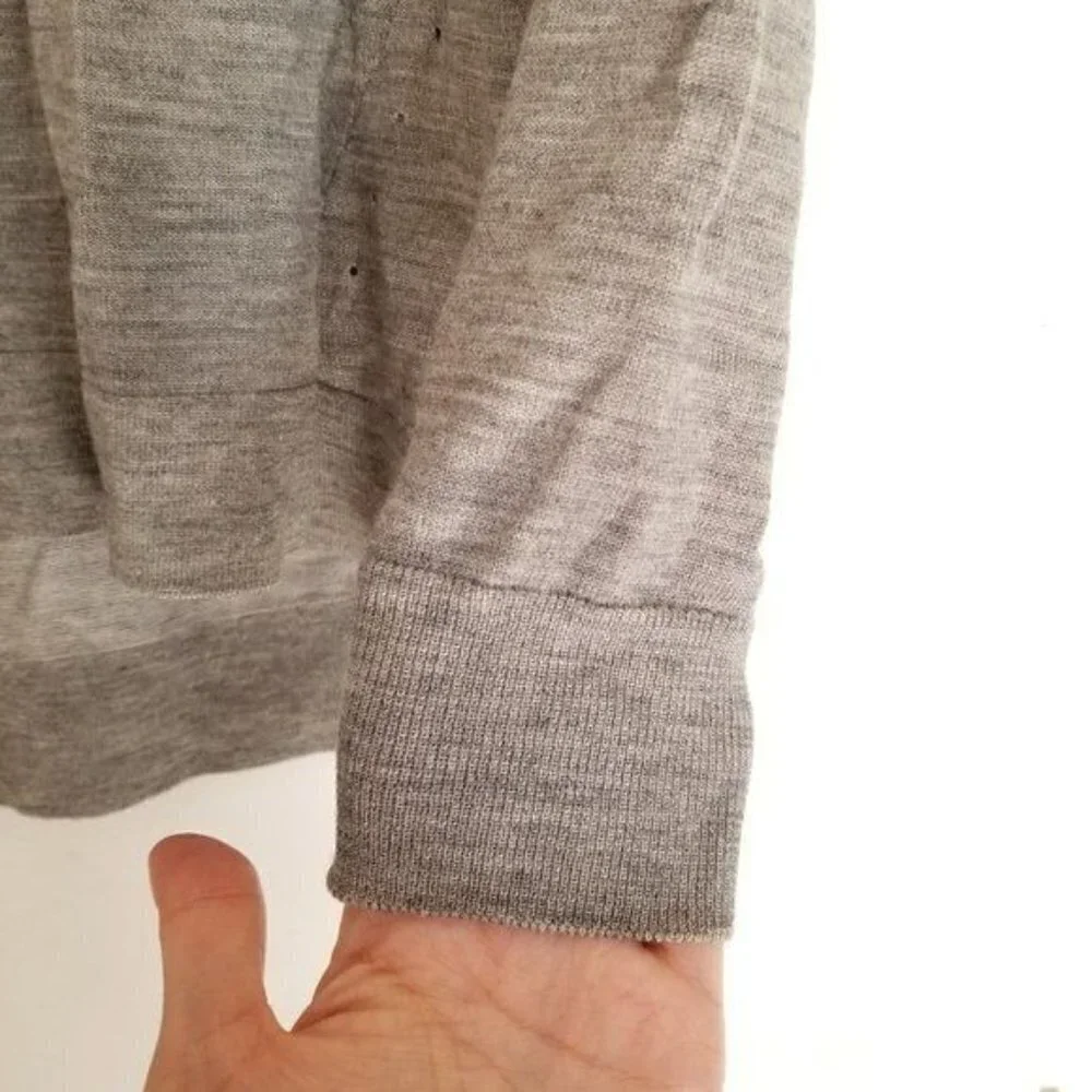 J. Crew Heather Gray Lightweight Merino Wool Cotton Knit Long Sleeve Sweater XS
